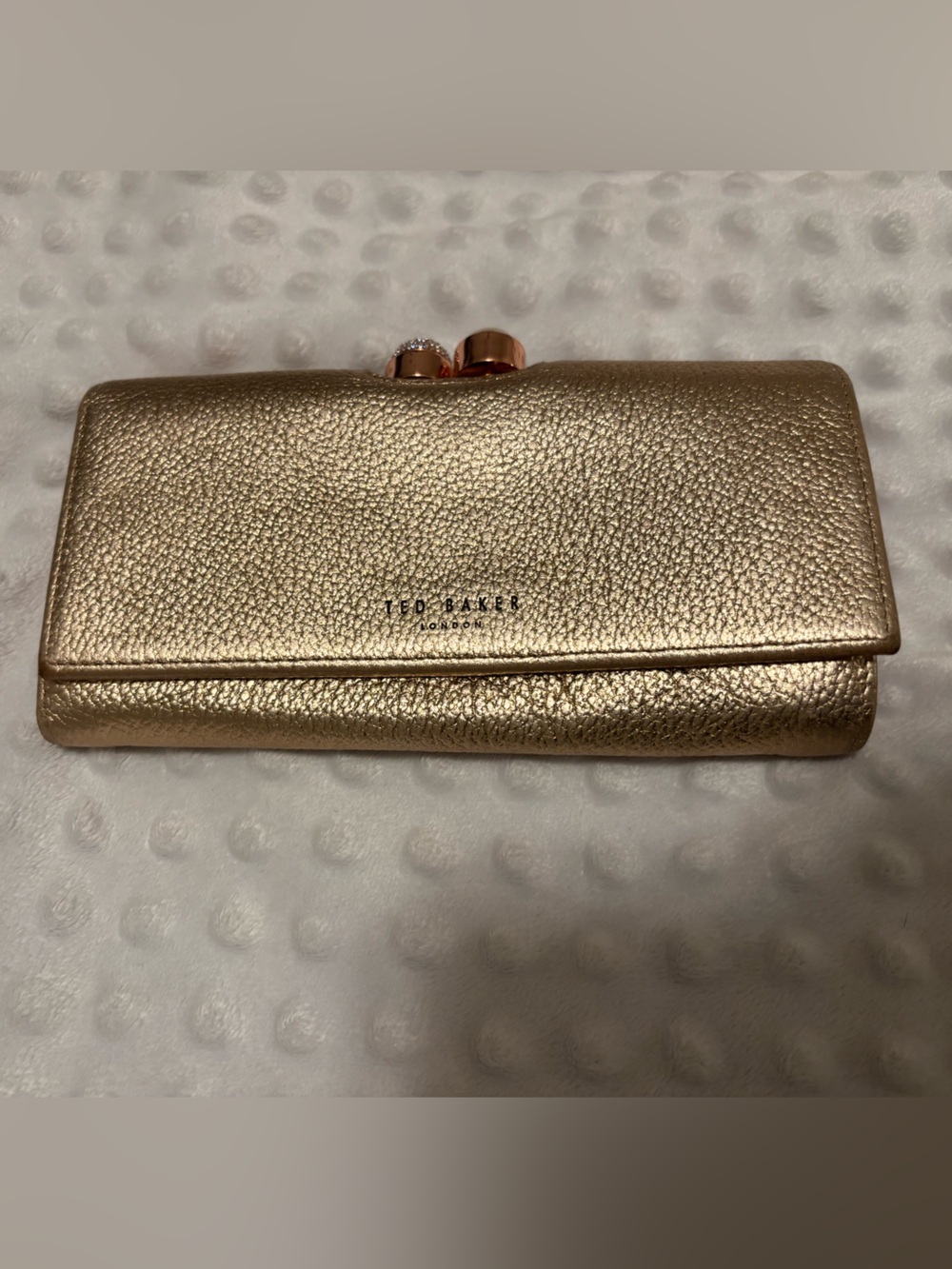 Ted Baker Metallic Rose Gold Leather Clutch Wallet